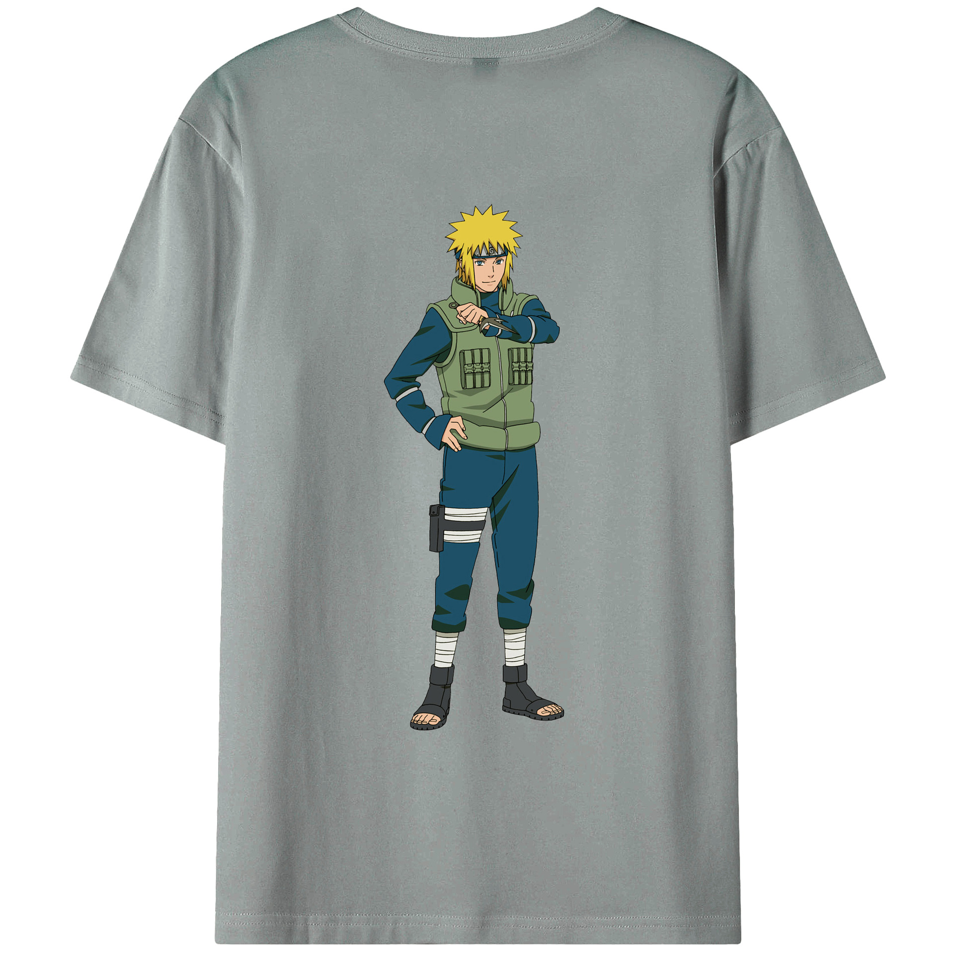 （画像用） NARUTO -ナルト- 波風 ミナト Namikaze Minato 綿100％ メンズ半袖Tシャツ（バックプリント） 通気性
